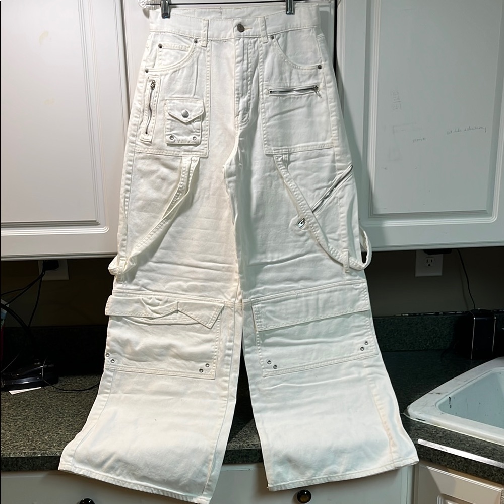 BDG White Cargo Pants with Pockets